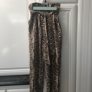 Snakeskin pants with tie front